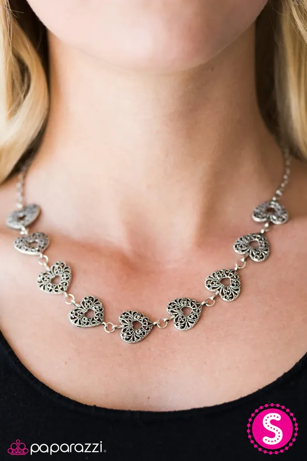 Necklaces Paparazzi Jewelry Paparazzi Necklace Hearts Harmony Silver