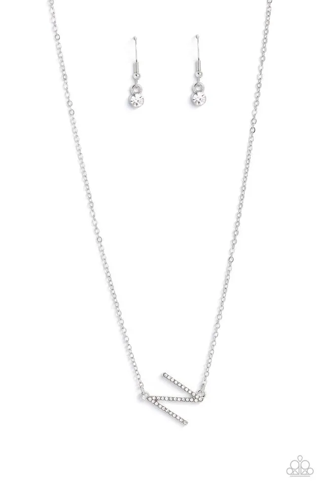 Necklaces Paparazzi Jewelry Paparazzi Necklace INITIALLY Yours N White Necklaces Paparazzi Jewelry Paparazzi Necklace INITIALLY Yours N White