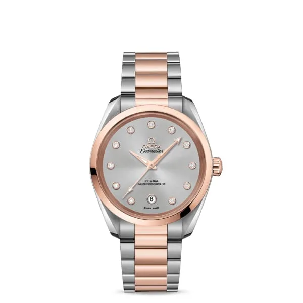 Omega Seamaster 38mm Watch Ref 22020382056002 Grey Diamond Index Dial Two Tone Stainless Steel 18K Rose Gold Bracelet Omega Bracelets Omega Seamaster 38mm Watch Ref 22020382056002 Grey Diamond Index Dial Two Tone Stainless Steel 18K Rose Gold Bracelet Omega Bracelets
