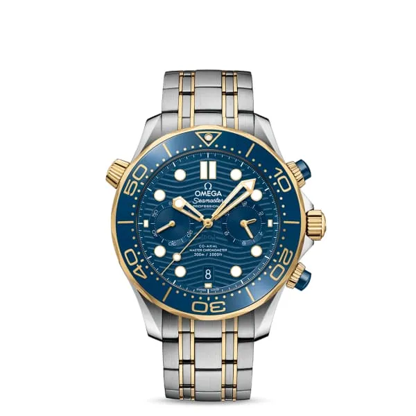Omega Seamaster 44mm Watch Ref 21020445103001 Blue Index Dial Two Tone Stainless Steel 18K Yellow Gold Bracelet Omega Bracelets Omega Seamaster 44mm Watch Ref 21020445103001 Blue Index Dial Two Tone Stainless Steel 18K Yellow Gold Bracelet Omega Bracelets
