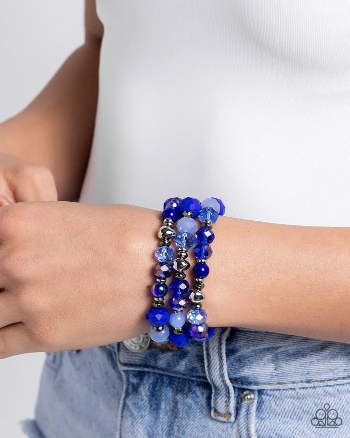Paparazzi Bracelet Stack of GLASS Blue Paparazzi Jewelry Bracelets