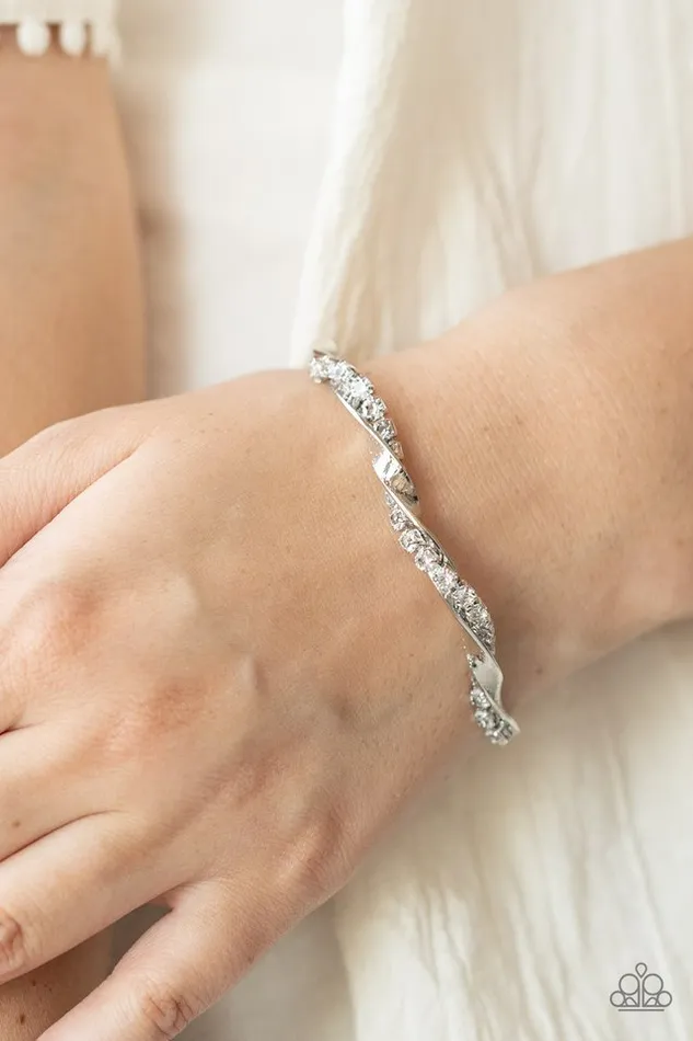 Paparazzi Bracelet Twisted Twinkle White Paparazzi Jewelry Bracelets
