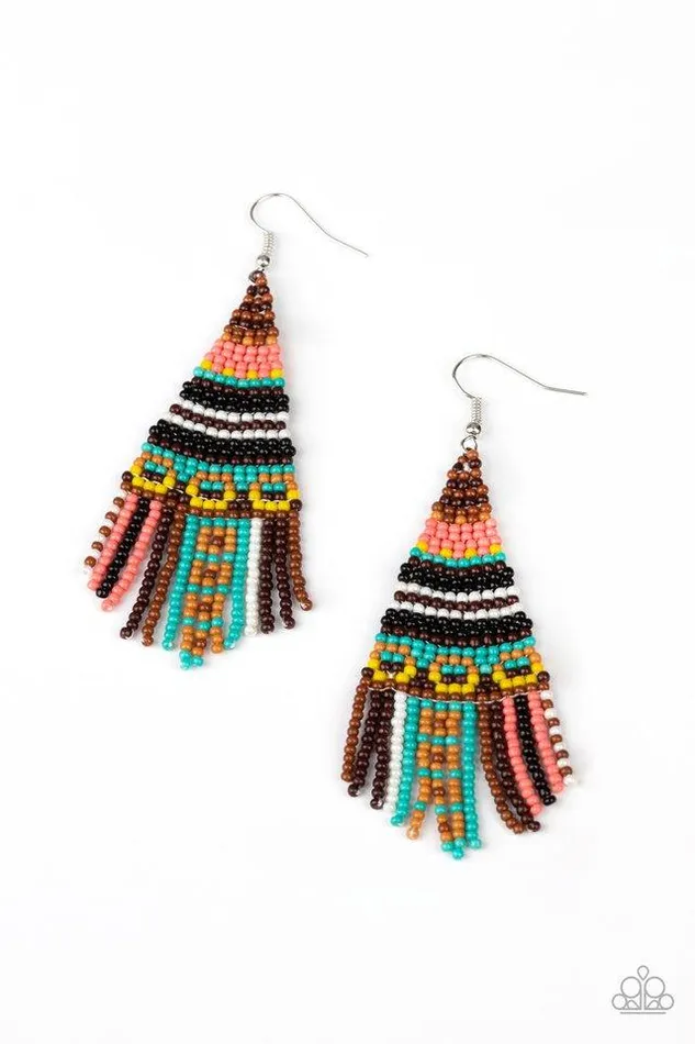 Paparazzi Earring Beaded Bohemian Brown Paparazzi Jewelry Earrings
