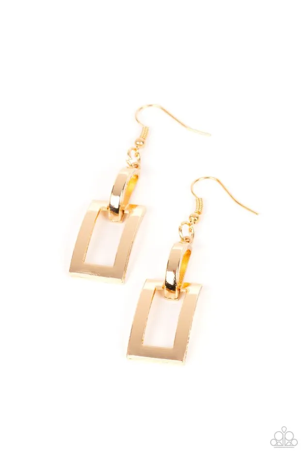 Paparazzi Earring Blazing Buckles Gold Paparazzi Jewelry Earrings