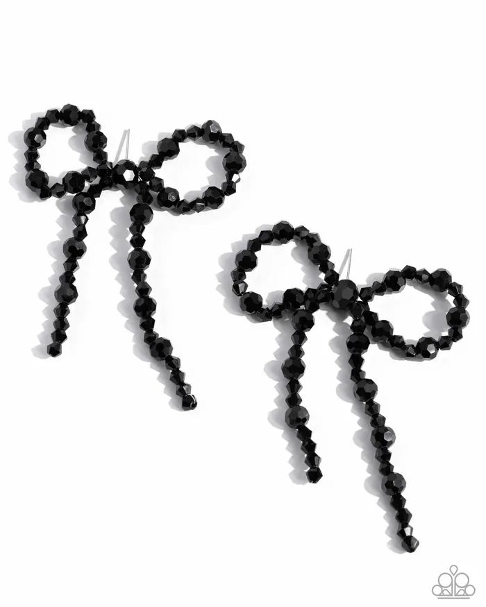 Paparazzi Earring Butler Bowtie Black Paparazzi Jewelry Earrings