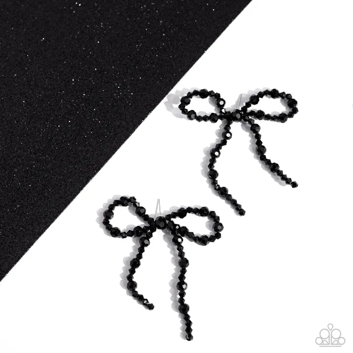 Paparazzi Earring Butler Bowtie Black Paparazzi Jewelry Earrings