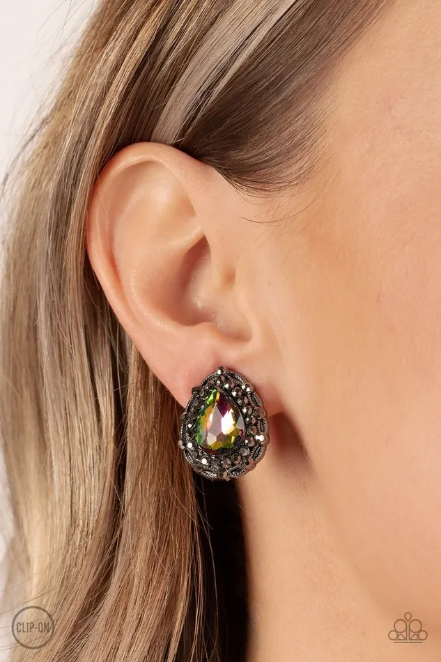 Paparazzi Earring CLIP ON Haute Happy Hour Multi Paparazzi Jewelry Earrings