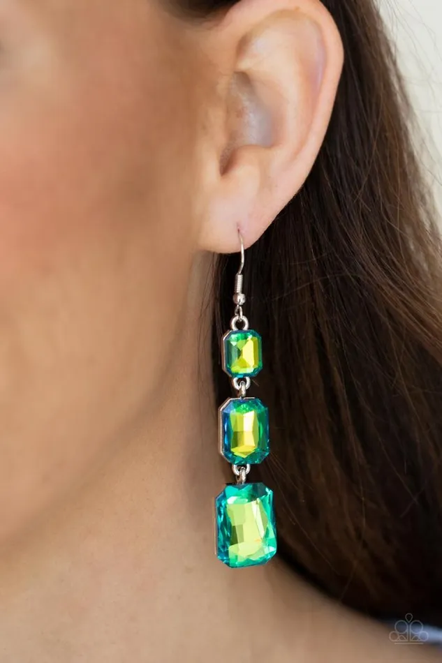 Paparazzi Earring Cosmic Red Carpet Green Paparazzi Jewelry Earrings