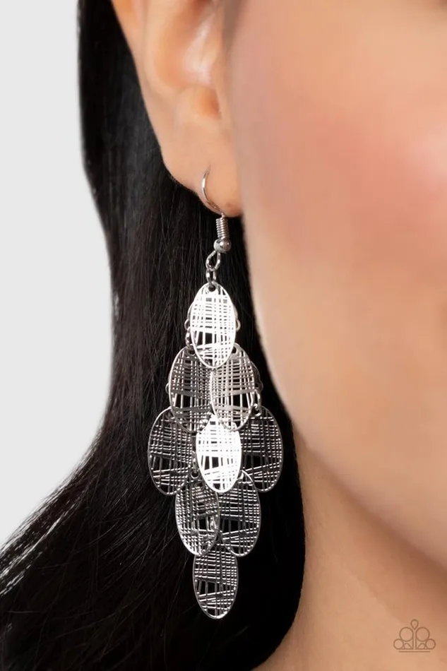 Paparazzi Earring Cross It Off My List Silver Paparazzi Jewelry Earrings