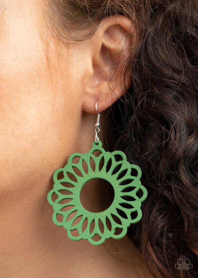 Paparazzi Earring Dominican Daisy Green Paparazzi Jewelry Earrings