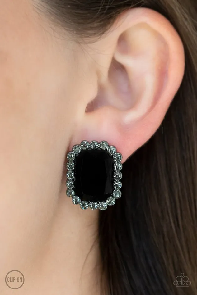 Paparazzi Earring Glitter Enthusiast Black Paparazzi Jewelry Earrings