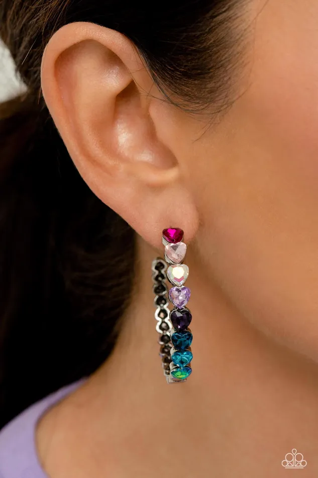 Paparazzi Earring Hypnotic Heart Attack Multi Paparazzi Jewelry Earrings