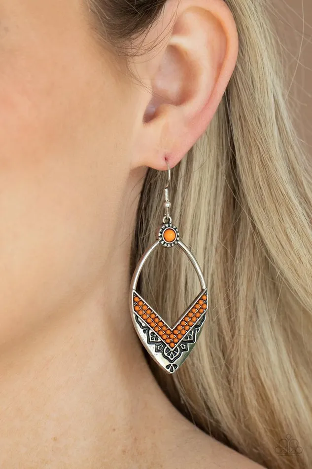Paparazzi Earring Indigenous Intentions Orange Paparazzi Jewelry Earrings