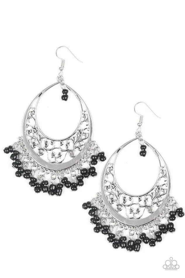 Paparazzi Earring Malibu Mamba Black Paparazzi Jewelry Earrings