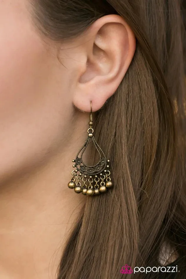 Paparazzi Earring Midday Radiance Brass Paparazzi Jewelry Earrings