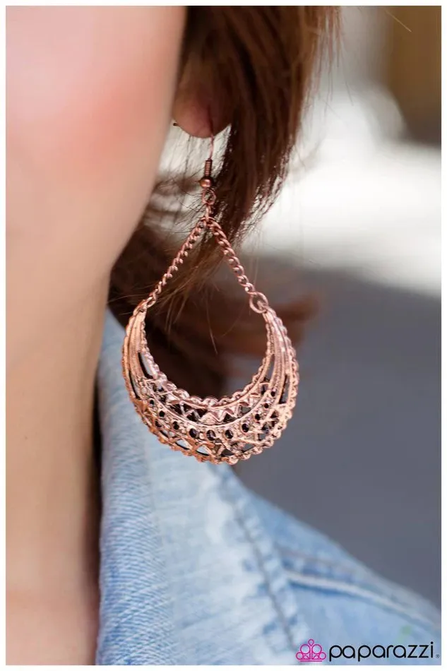Paparazzi Earring Moonstruck Copper Paparazzi Jewelry Earrings