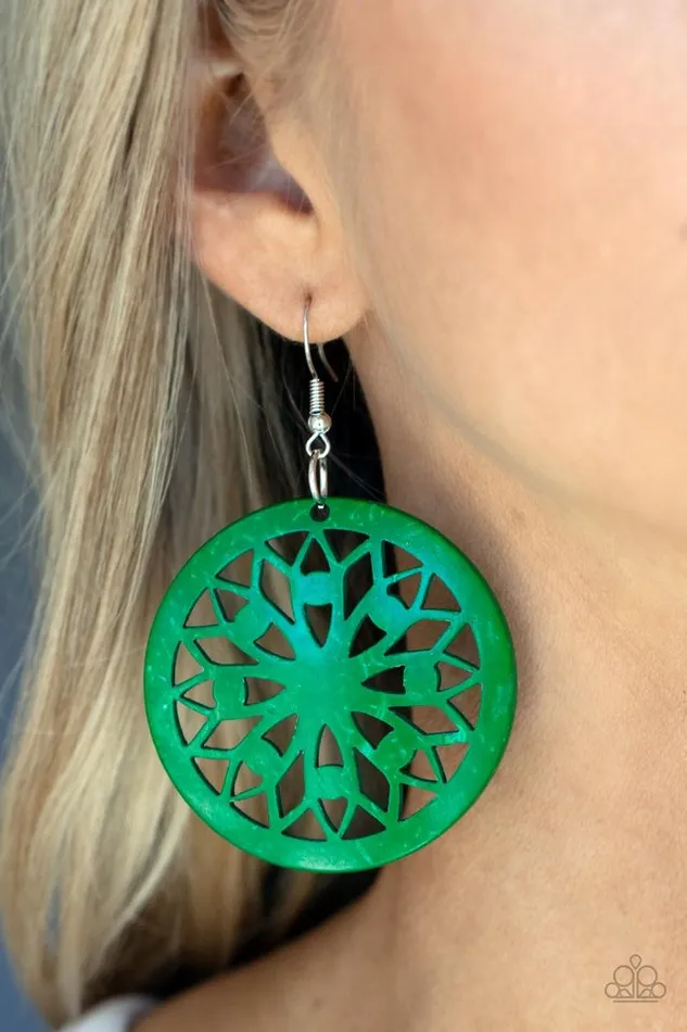 Paparazzi Earring Ocean Canopy Green Paparazzi Jewelry Earrings
