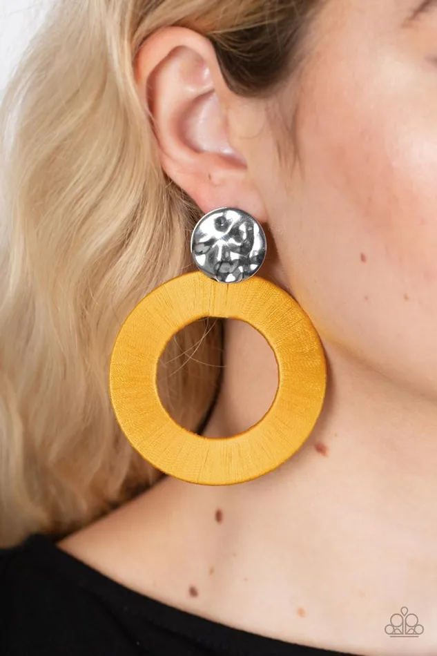 Paparazzi Earring Strategically Sassy Yellow Paparazzi Jewelry Earrings