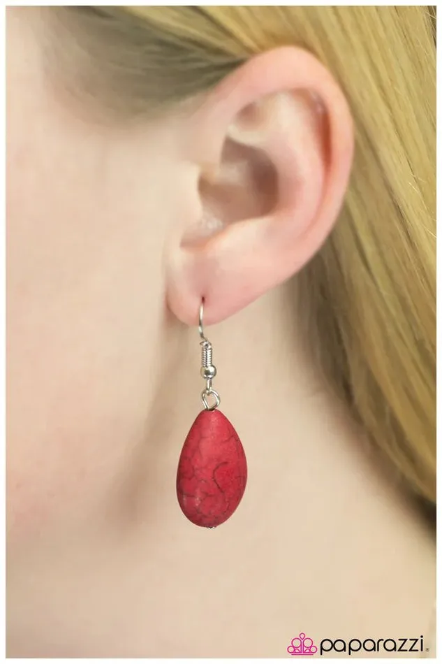 Paparazzi Earring The 5th Element Red Paparazzi Jewelry Earrings