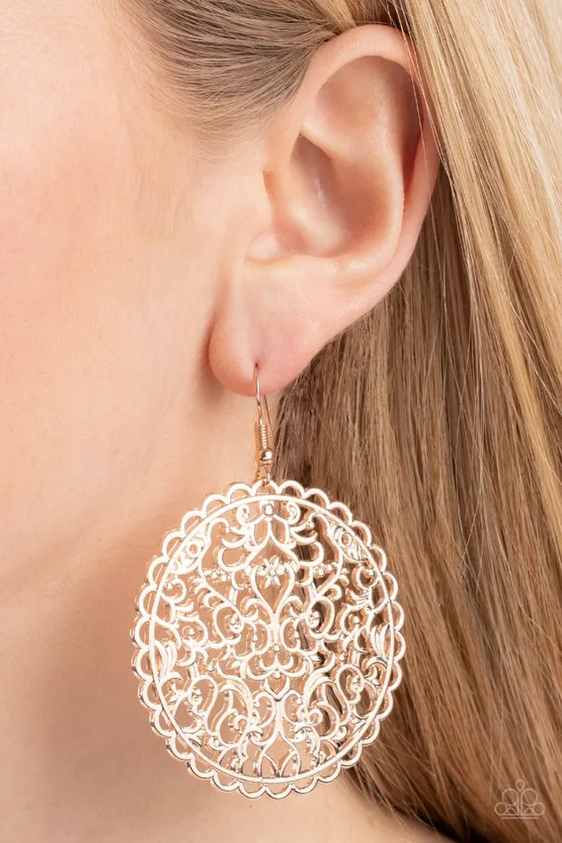 Paparazzi Earring The Whole Nine VINEYARDS Rose Gold Paparazzi Jewelry Earrings