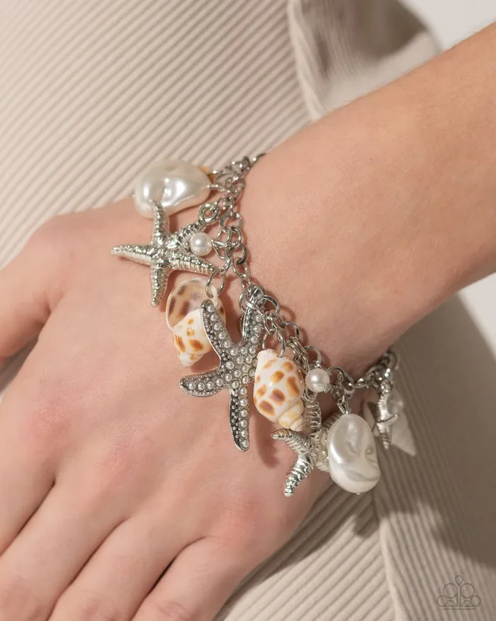 Paparazzi Jewelry Bracelets Paparazzi Bracelet Seashell Song White