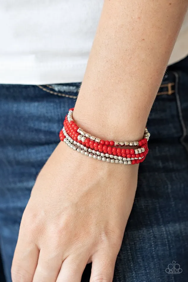 Paparazzi Jewelry Bracelets Paparazzi Bracelet Stacked Showcase Red