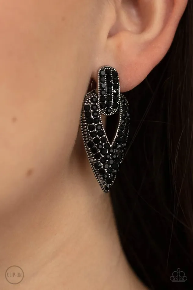 Paparazzi Jewelry Earrings Paparazzi Earring Blinged Out Buckles Black
