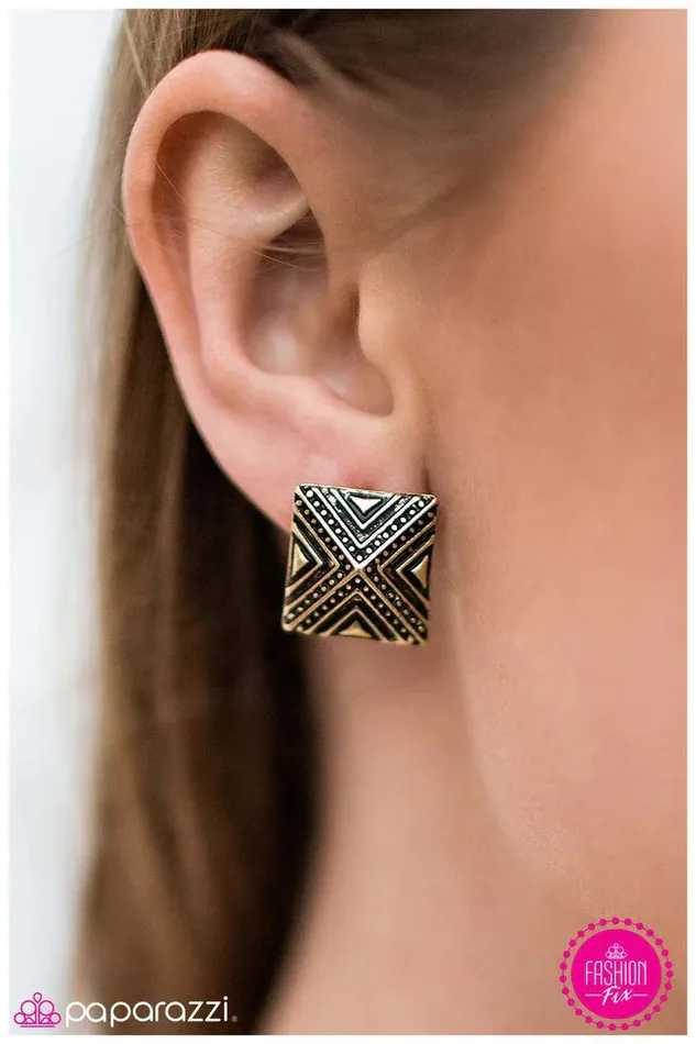 Paparazzi Jewelry Earrings Paparazzi Earring Dance Of The Pyramids Brass