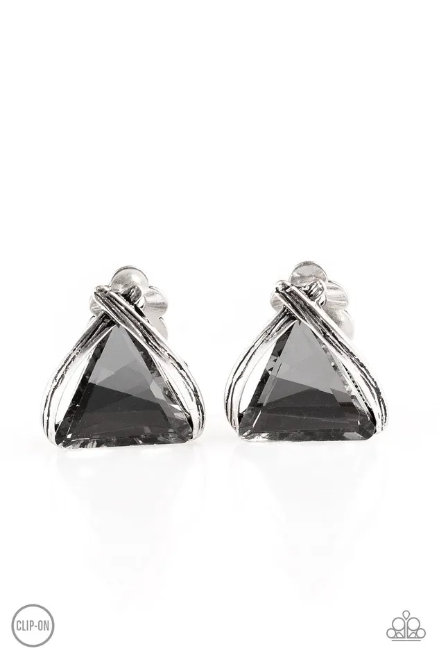 Paparazzi Jewelry Earrings Paparazzi Earring Elegant Edge Silver ClipOn