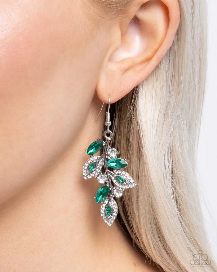 Paparazzi Jewelry Earrings Paparazzi Earring Flourishing Feature Green