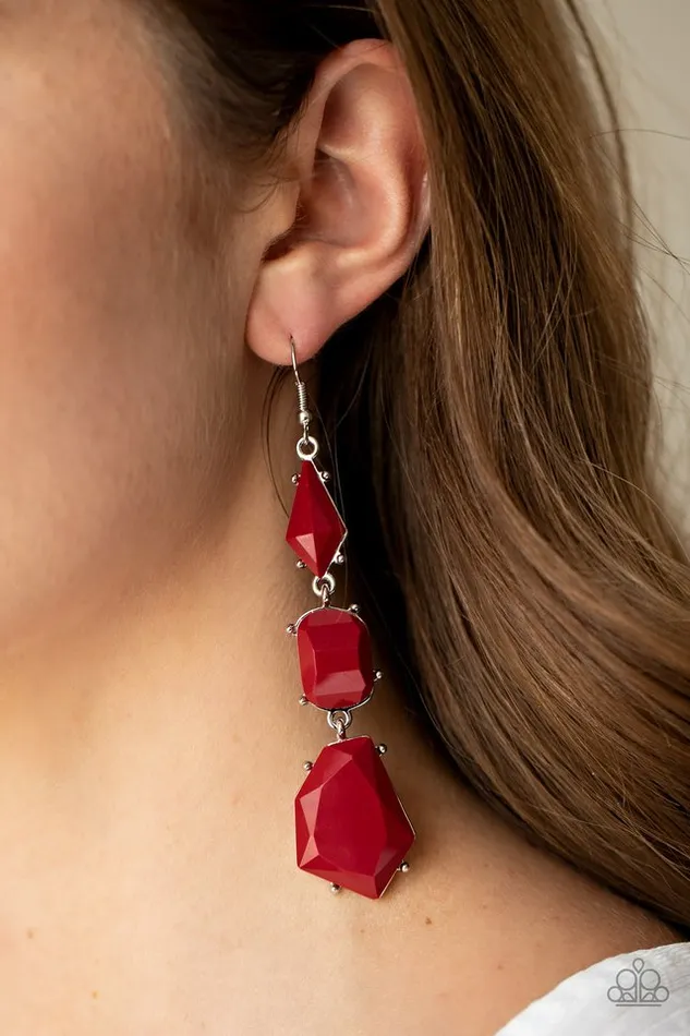 Paparazzi Jewelry Earrings Paparazzi Earring Geo Getaway Red