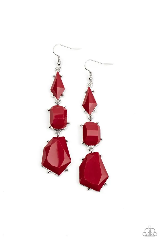 Paparazzi Jewelry Earrings Paparazzi Earring Geo Getaway Red Paparazzi Jewelry Earrings Paparazzi Earring Geo Getaway Red