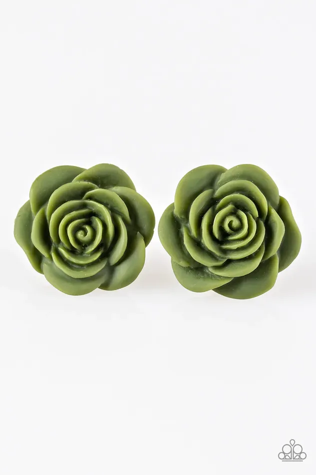 Paparazzi Jewelry Earrings Paparazzi Earring Raving About Roses Green