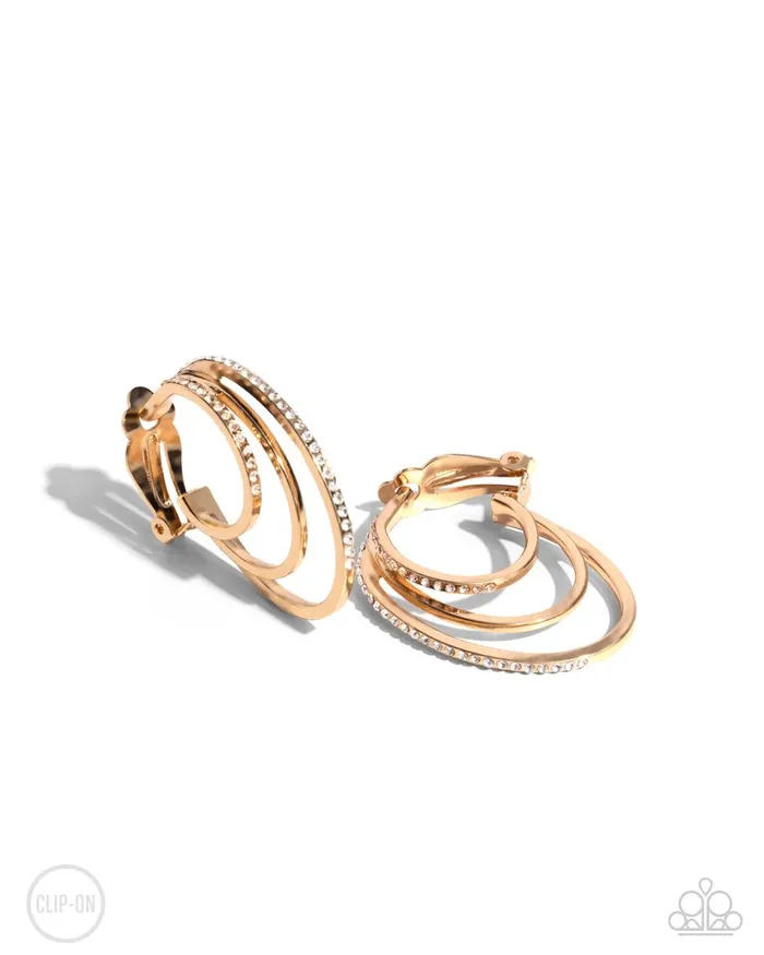 Paparazzi Jewelry Earrings Paparazzi Earring Triad Trek Gold