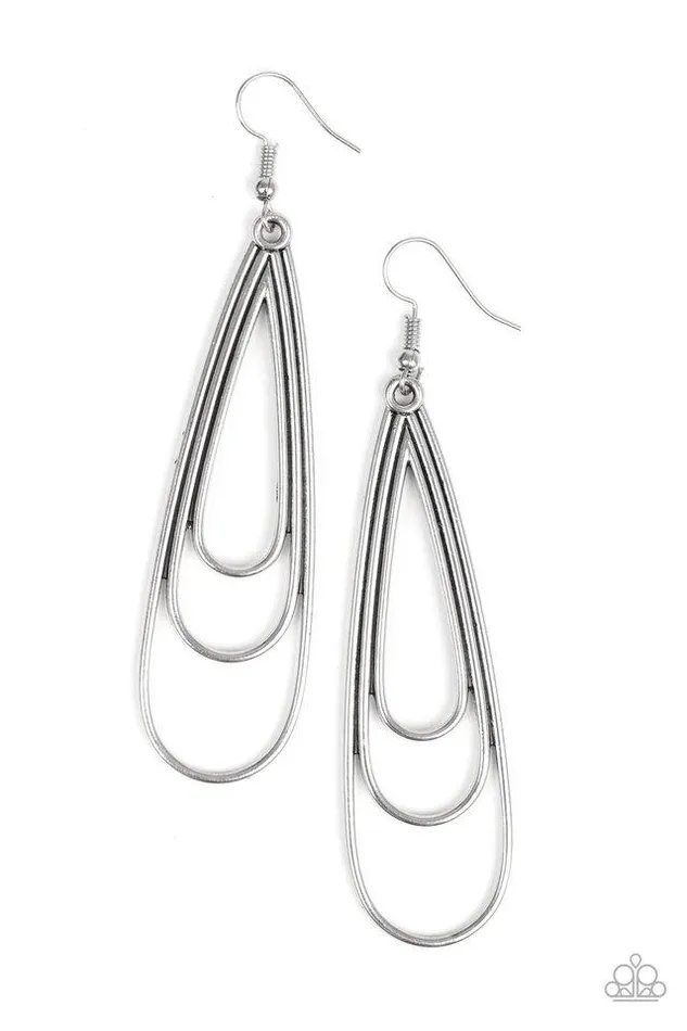 Paparazzi Jewelry Earrings Paparazzi Earring Triple Ripple Silver