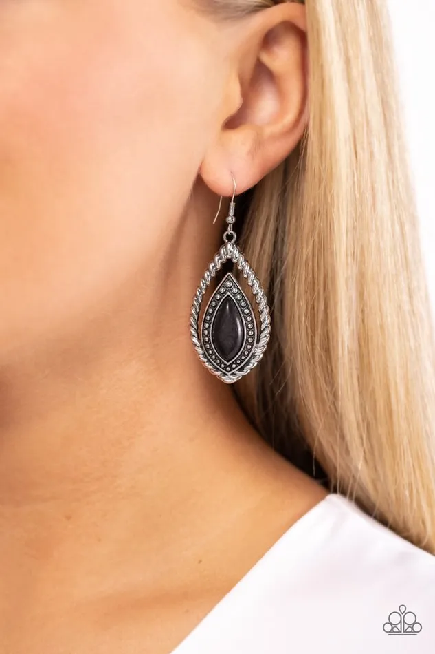 Paparazzi Jewelry Earrings Paparazzi Earring Twisted Trailblazer Black