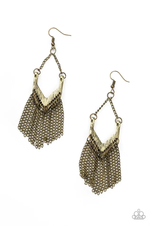 Paparazzi Jewelry Earrings Paparazzi Earring Unchained Fashion Brass