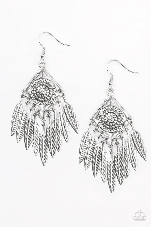 Paparazzi Jewelry Earrings Paparazzi Earring Western Rattler Silver