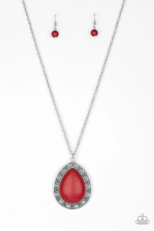 Paparazzi Jewelry Necklaces Paparazzi Necklace Full Frontier Red
