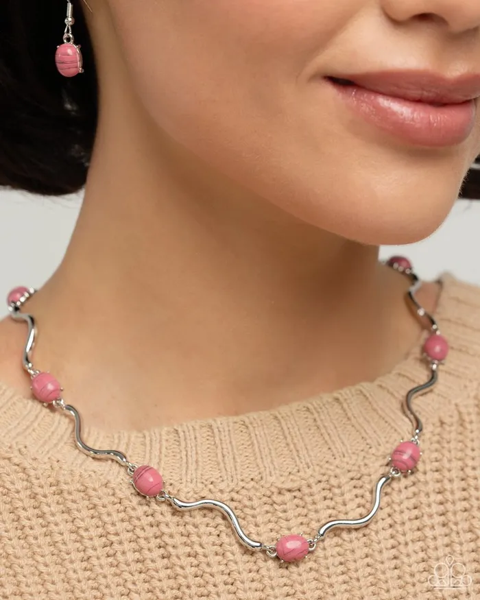 Paparazzi Jewelry Necklaces Paparazzi Necklace Striped Season Pink
