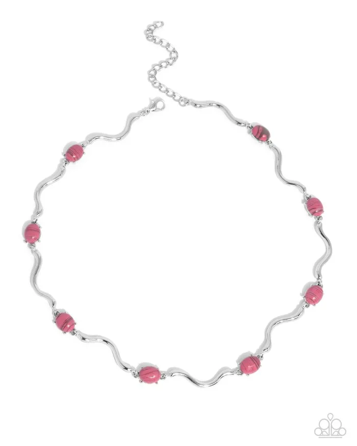 Paparazzi Jewelry Necklaces Paparazzi Necklace Striped Season Pink