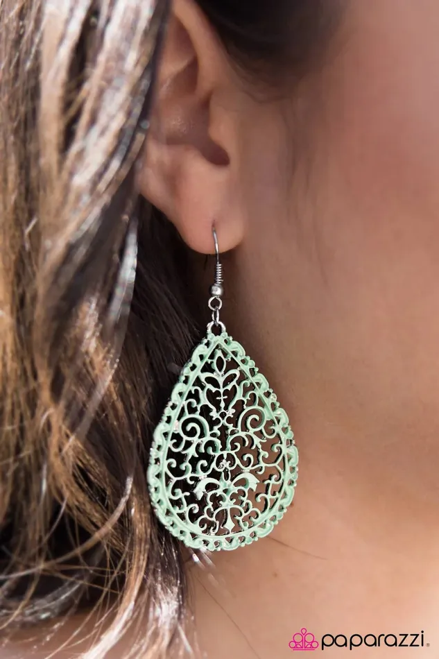 Paparazzi Jewelry Paparazzi Earring Spring Rain Green Earrings