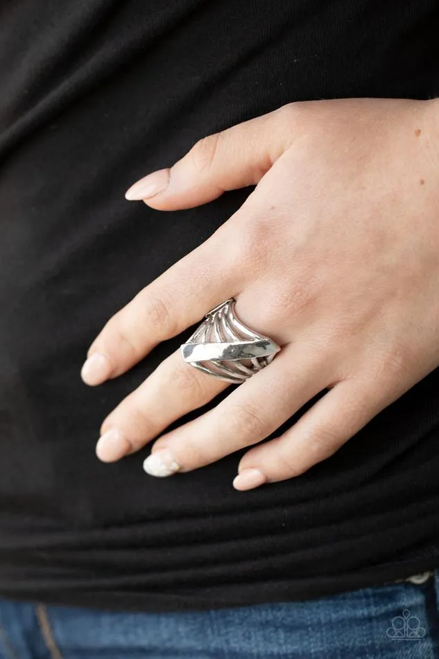 Paparazzi Jewelry Rings Paparazzi Ring Encrypted Edge Silver