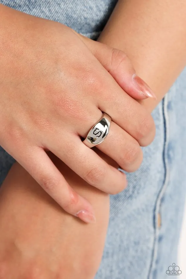 Paparazzi Jewelry Rings Paparazzi Ring Monogram Memento Silver S