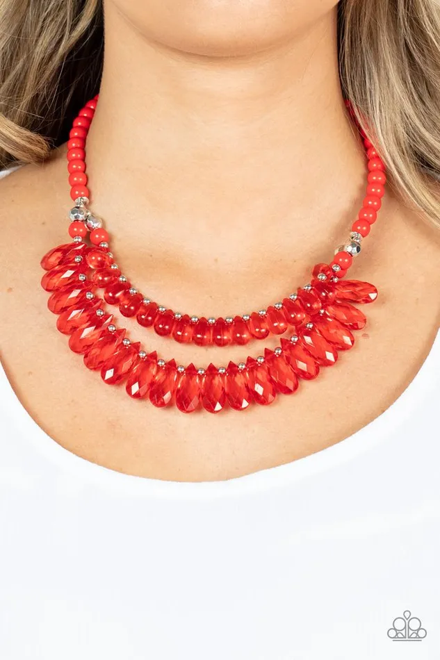 Paparazzi Necklace All Across the GLOBETROTTER Red Paparazzi Jewelry Necklaces