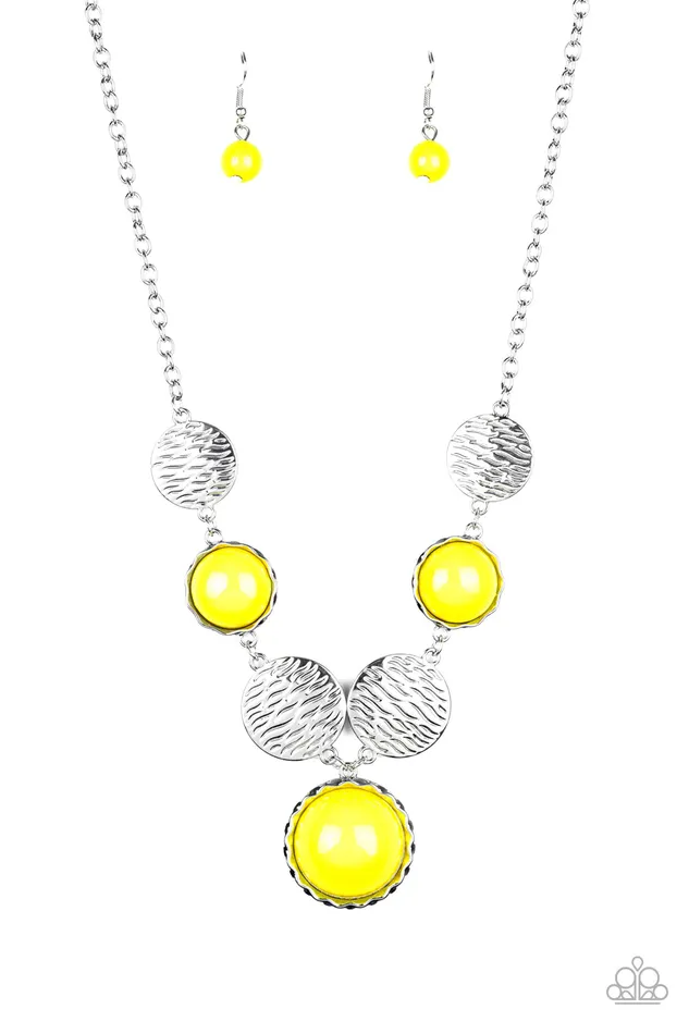 Paparazzi Necklace Bohemian Bombshell Yellow Paparazzi Jewelry Necklaces