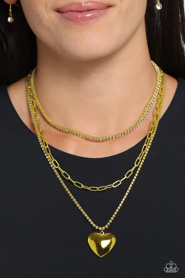Paparazzi Necklace Caring Cascade Yellow Paparazzi Jewelry Necklaces
