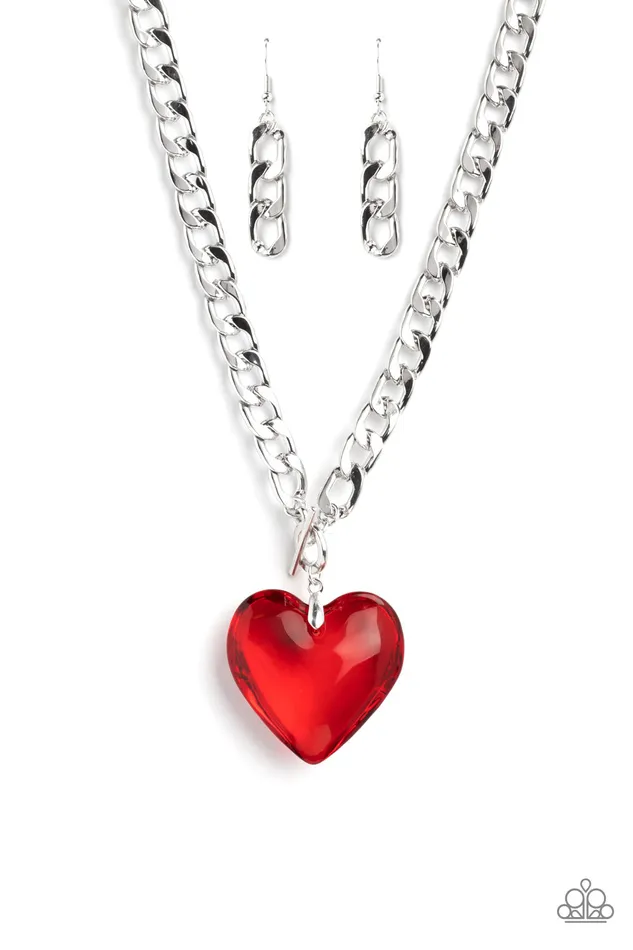 Paparazzi Necklace GLASSY Hero Red Paparazzi Jewelry Necklaces
