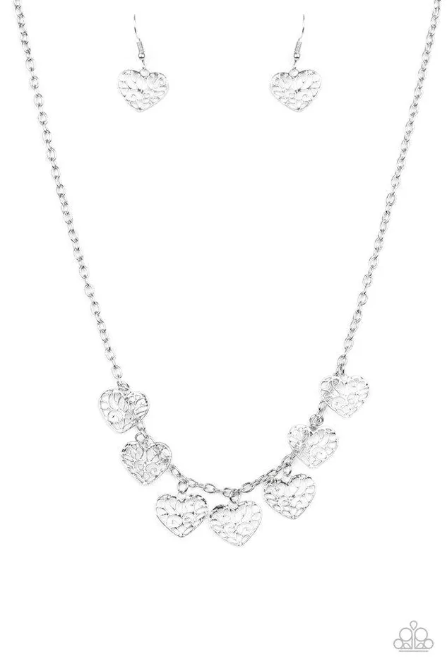 Paparazzi Necklace Less Is AMOUR Silver Paparazzi Jewelry Necklaces