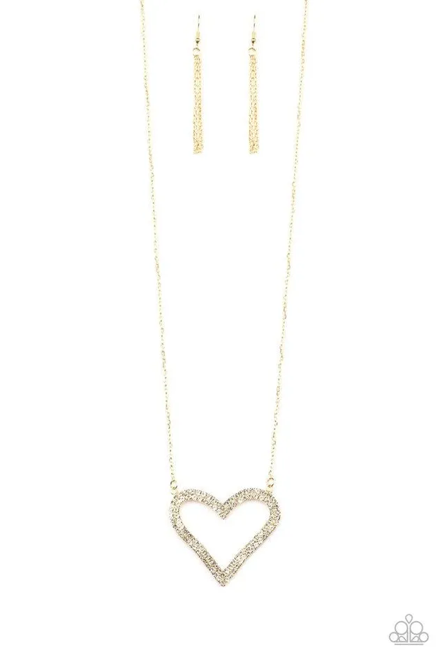 Paparazzi Necklace Pull Some HEARTstrings Gold Paparazzi Jewelry Necklaces